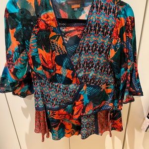 Bhanuni Blouse with 3/4 Bell Sleeves Size Small